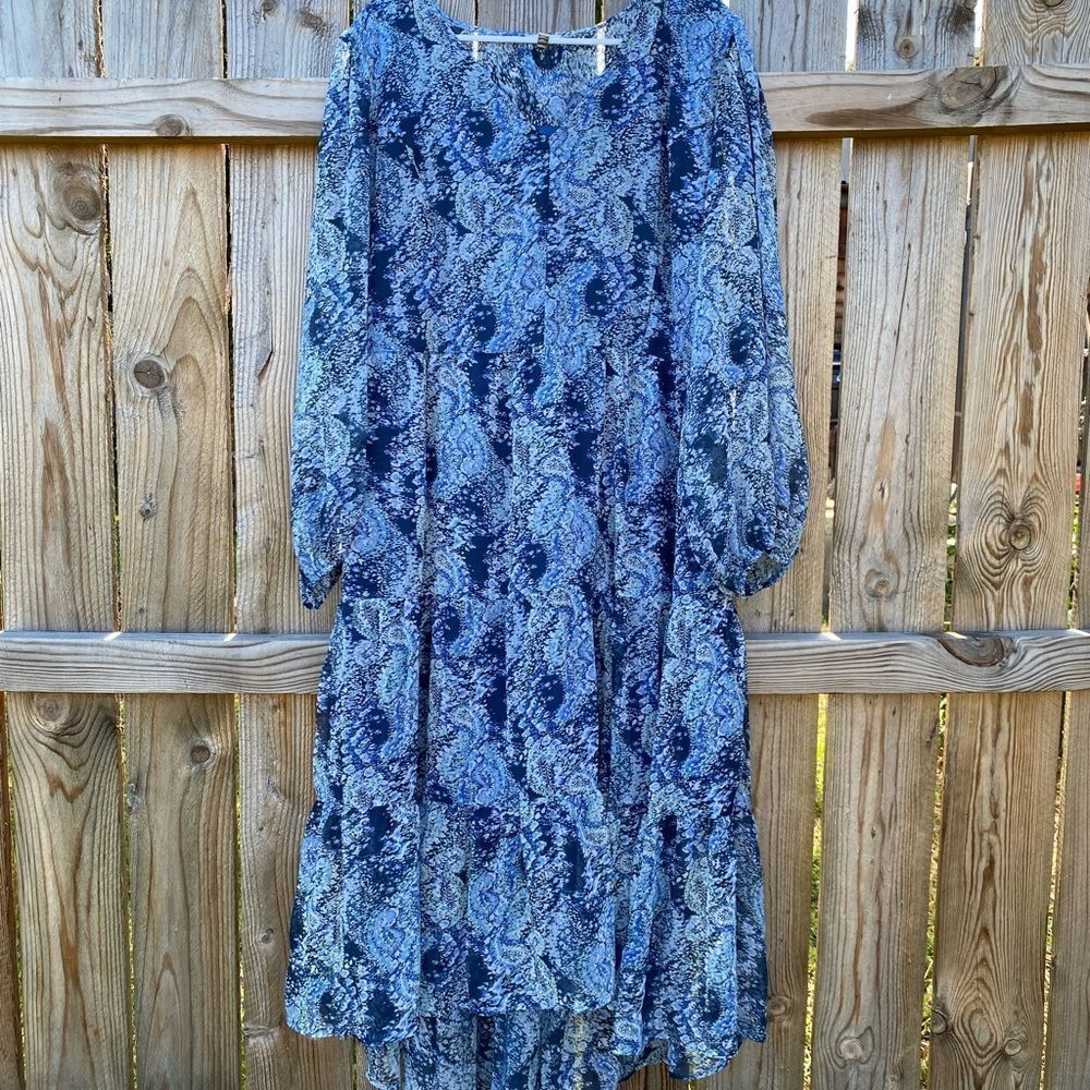 Joie Dress Blue Lightweight Lined Flowy Long Sleeve‎ Women’s Plus Size XXL FLAW